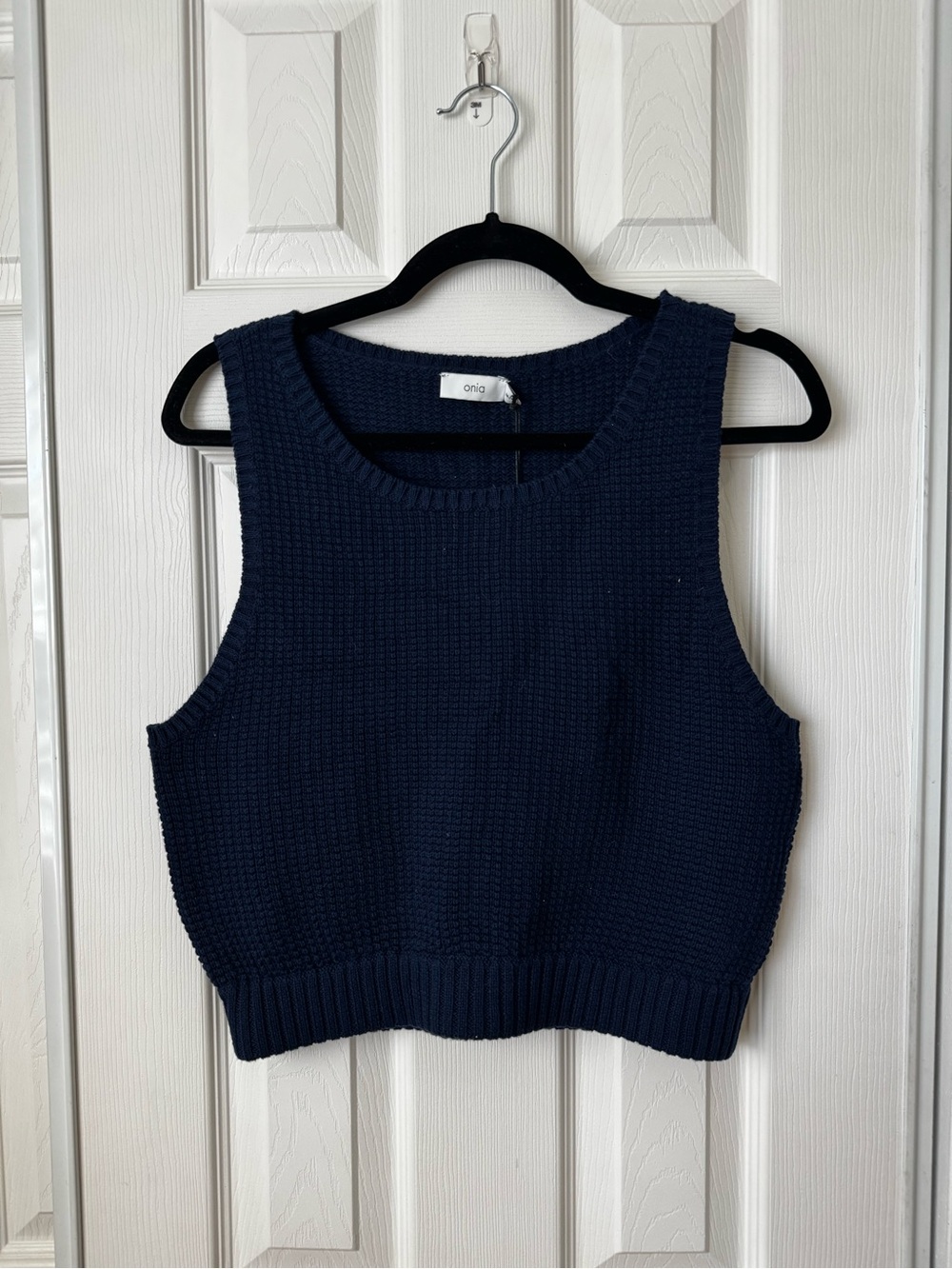 Onia Navy Textured Knit Cropped Tank